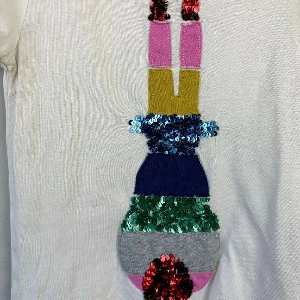 Mini Boden Sequin Bunny Tee 5-6
